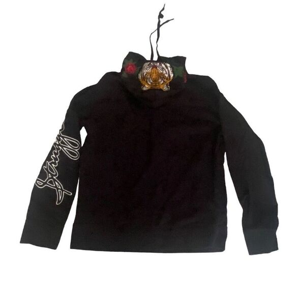 UNIQUE RARE Struggle Hoodie Embroidered Tiger & Roses Unisex L by Trendiano, O23 - Picture 10 of 11